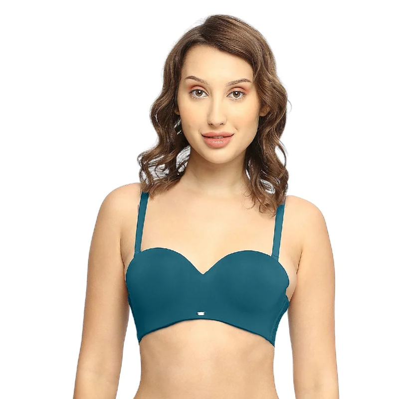 Bra with a plus - size bralette style for a trendy look Padded Wired Medium Coverage Strapless Halter Neck Multiway Lace Bra FB-551 Bra with a plus - size bralette style for a trendy look Padded Wired Medium Coverage Strapless Halter Neck Multiway Lace Bra FB-551
