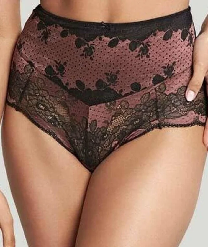 Bralettes for a trendy and comfortable alternative Panache Clara High Waist Brief - Black/Fig Bralettes for a trendy and comfortable alternative Panache Clara High Waist Brief - Black/Fig