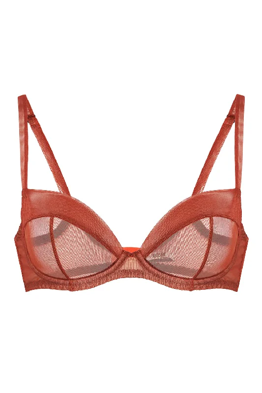 Bra with a satin finish for a luxurious look​ Parabola Terracotta bra Re-edition