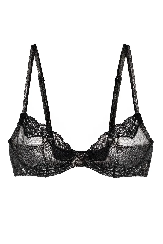 Bra with a silk - lined cup for a luxurious texture​ Ramonda black silver bra