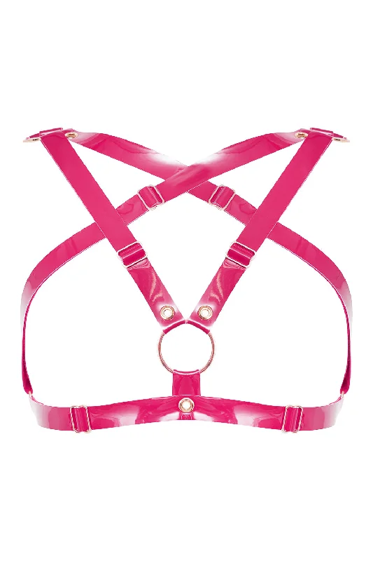 Bra with side - support panels to prevent spillage​ Satan Fuchsia halter bra by Secret Room