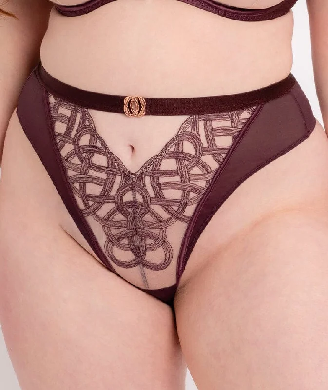 Bra with a floral - print for a feminine and stylish look​ Scantilly Lovers Knot Thong - Fig/Latte Beige
