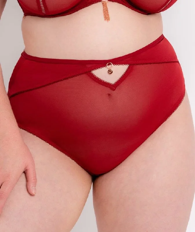 Bra with a cotton - lined cup for a natural and soft feel Scantilly Unchained High Waist Brief - Deep Red Bra with a cotton - lined cup for a natural and soft feel Scantilly Unchained High Waist Brief - Deep Red