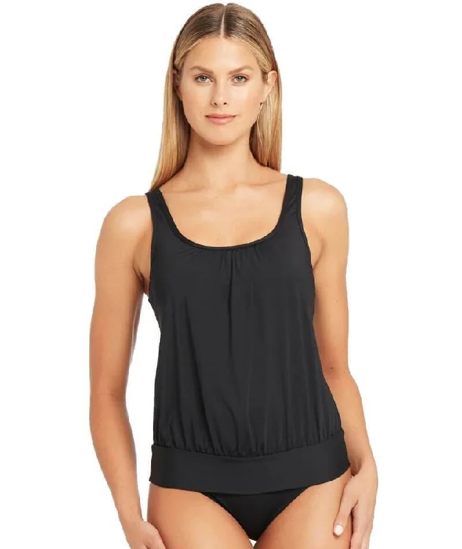 Bra with a plus - size cup for fuller figures Sea Level Essentials Blouson Tank Singlet Top - Black Bra with a plus - size cup for fuller figures Sea Level Essentials Blouson Tank Singlet Top - Black