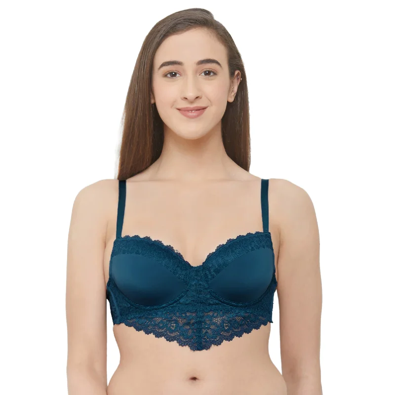 Bra with an anti - itch lining for added comfort Semi/Medium Coverage Padded Wired Demi Cup Lace Bra- FB-546 Bra with an anti - itch lining for added comfort Semi/Medium Coverage Padded Wired Demi Cup Lace Bra- FB-546