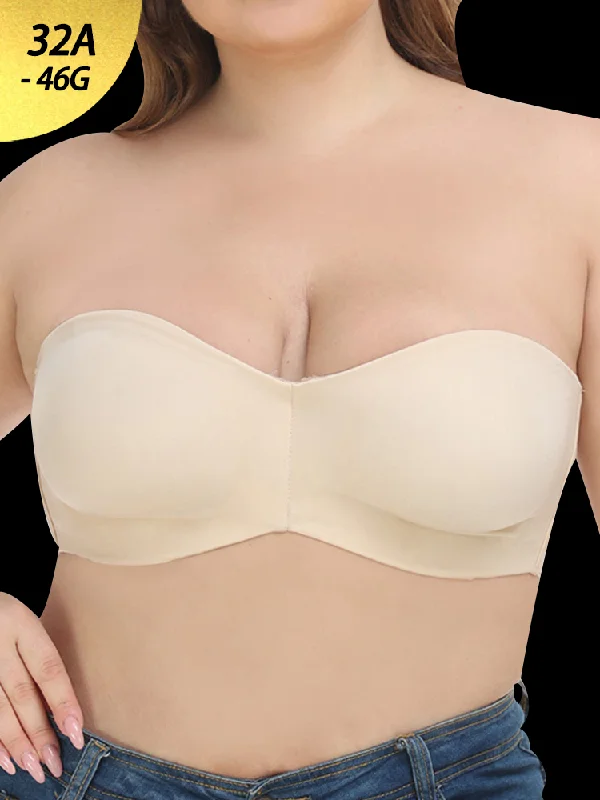 Bra with a plus - size cup for fuller figures Ultra-Thin Ice Silk Strapless Non-Slip Bandeau Bra Bra with a plus - size cup for fuller figures Ultra-Thin Ice Silk Strapless Non-Slip Bandeau Bra