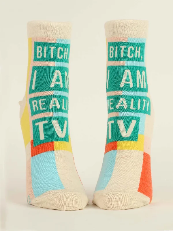 Women's no - show socks with a floral motifBitch, I am Reality TV W-Ankle Socks