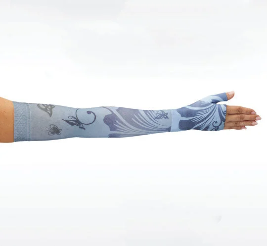 Women's crew socks with a polka - dot printJuzo Soft Armsleeve w/ Silicone Band, Butterfly Flower Blue Women's crew socks with a polka - dot printJuzo Soft Armsleeve w/ Silicone Band, Butterfly Flower Blue