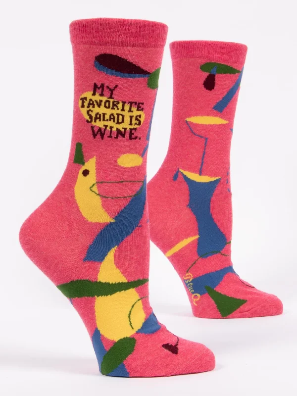 Women's thermal socks for cold weatherMy Favorite Salad Is Wine W-Crew Socks