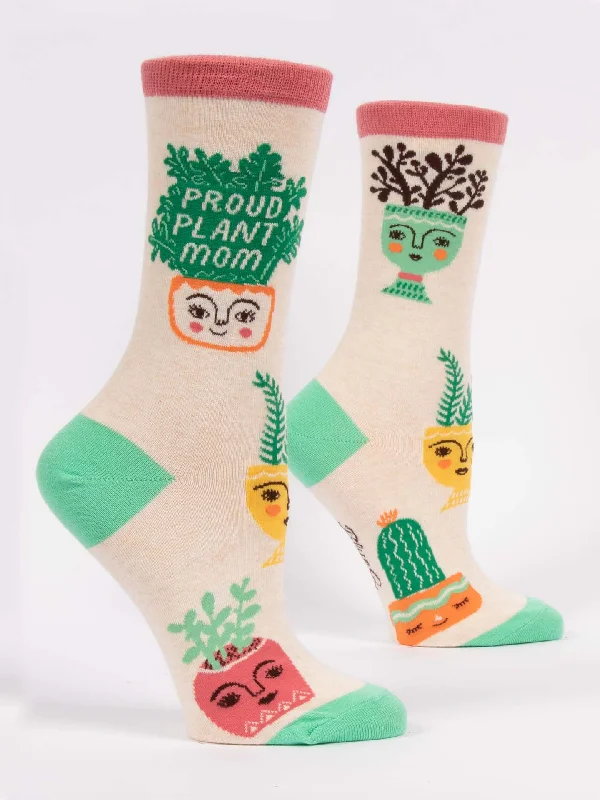 Women's silk - lined socks for a luxurious feelProud Plant Mom W-Crew Socks