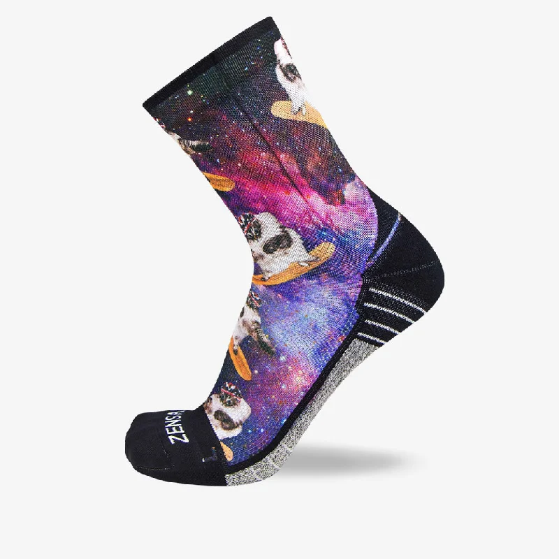 Women's no - show socks with a floral motifSpace Cats Socks (Mini-Crew)
