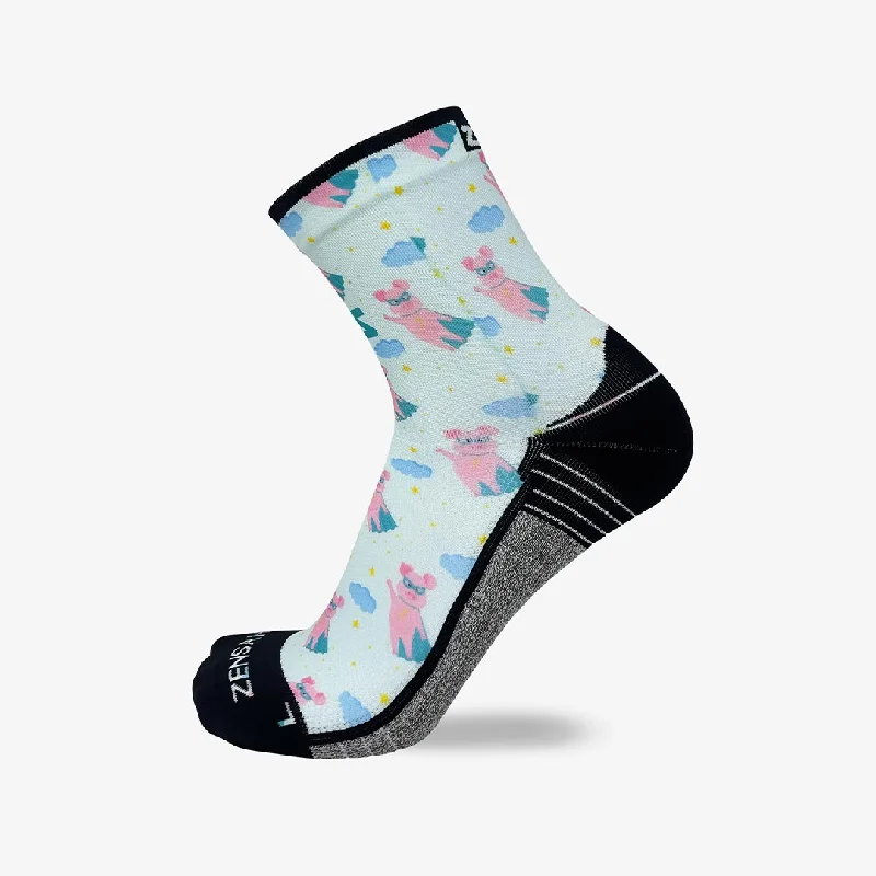 Women's ribbed knee - high socks for a classic lookSuperhero Pigs Socks (Mini-Crew)