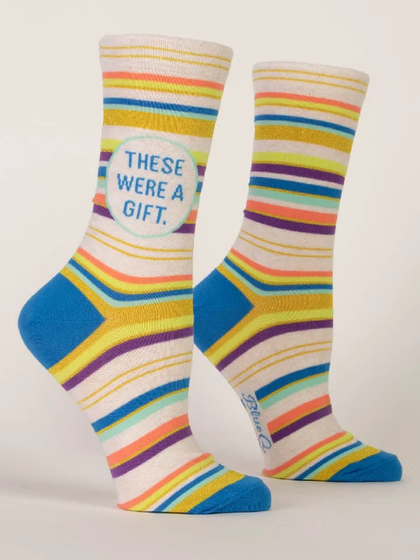 Women's satin - trimmed socks for a touch of eleganceThese Were A Gift W-Crew Socks