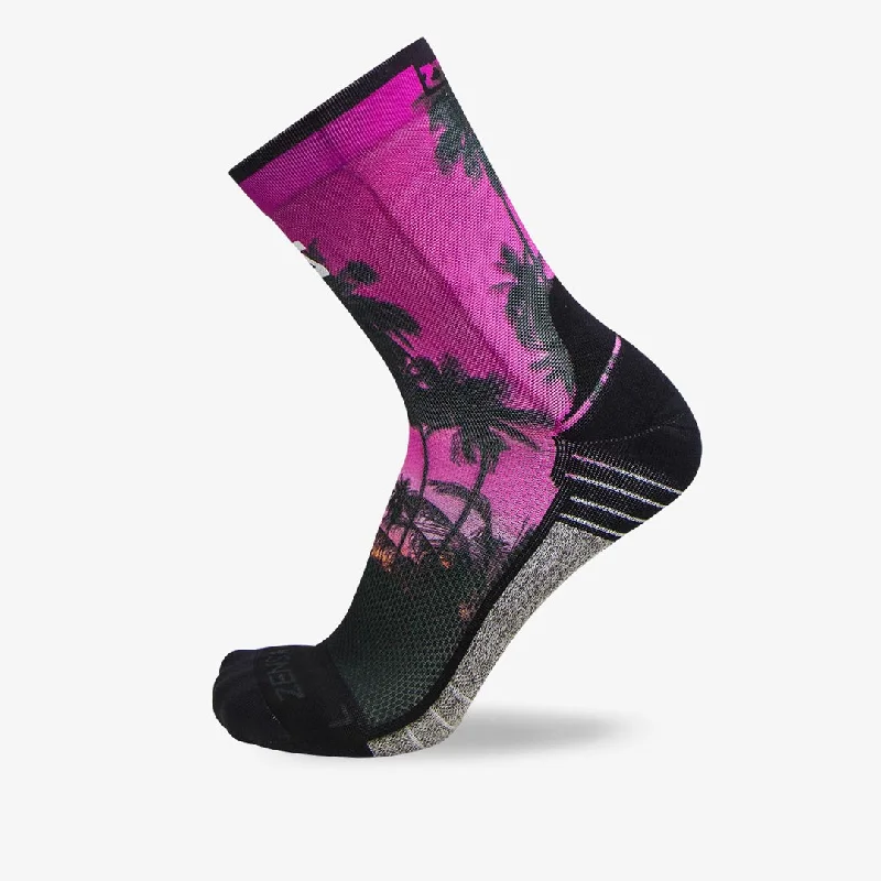 Women's cushioned sole socks for shock absorptionTropical Palm Trees Socks (Mini-Crew)