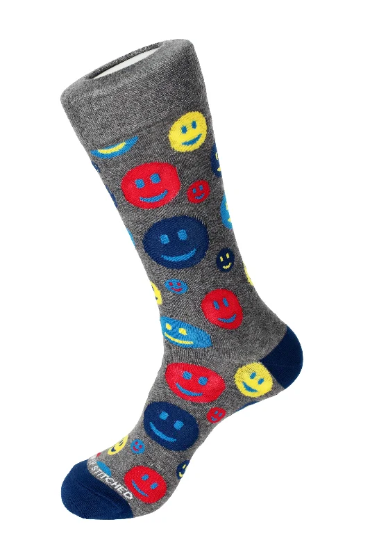 Women's silk - lined socks for a luxurious feelHappy Face Crew Sock