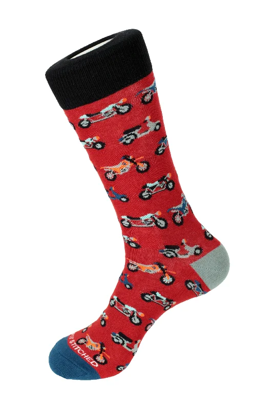 Women's knee - high socks with lace trimMotorcycles Crew Sock