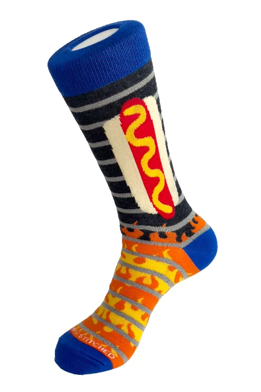 Women's argyle - patterned thigh - high socksDOGS ON THE GRILL