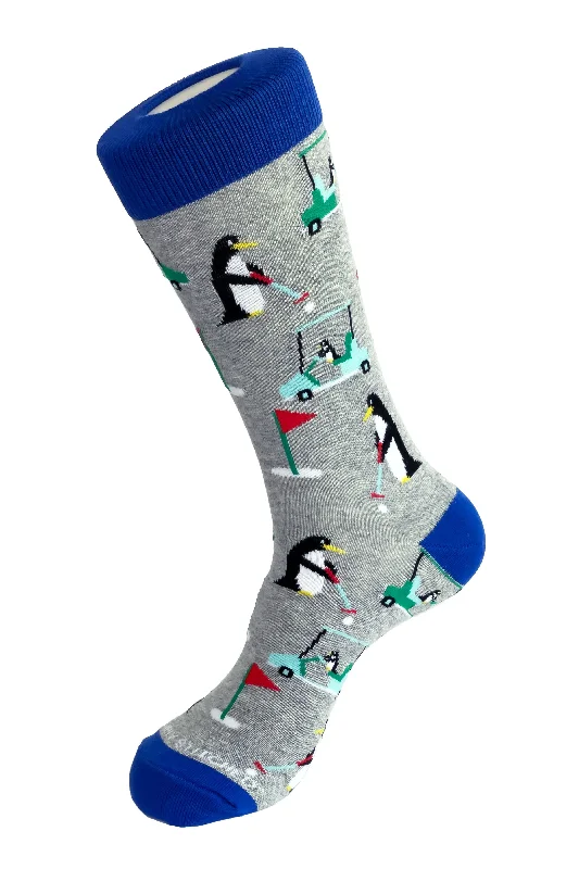 Women's no - show socks with a floral motifGOLFING PENGUIN