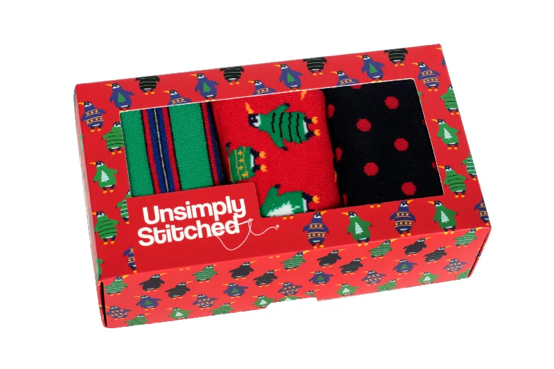 Women's wool - rich socks for winter warmthPenguin Ugly Sweater Party Gift Box