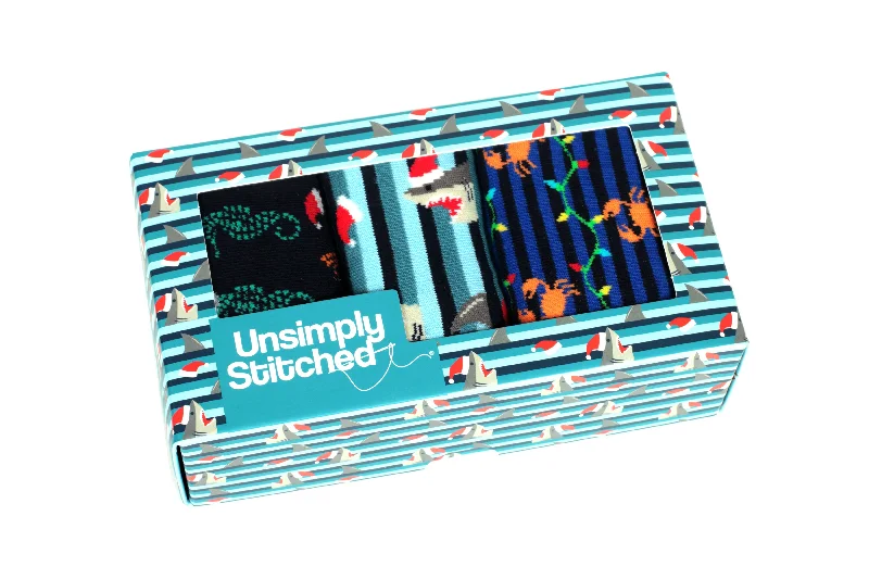 Women's cashmere - blend socks for extra softnessSanta Shark Bite Gift Box
