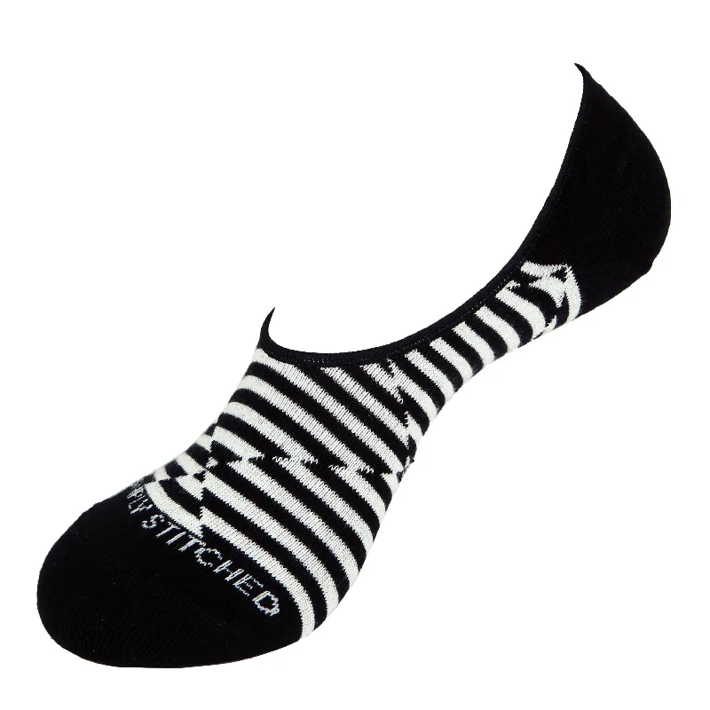 Women's leather - look socks for an edgy styleHazard Stripes-No Shows