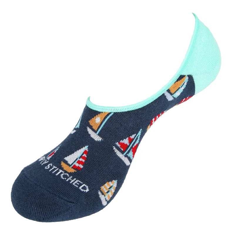 Women's cotton blend socks for breathabilitySailboats - No Shows