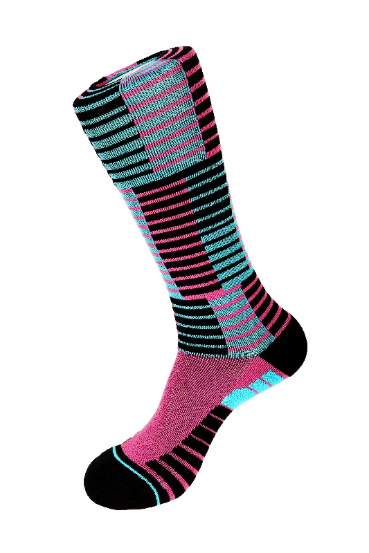 Women's thigh - high socks in a fishnet patternUPSIDE STRIPE Athletic Socks