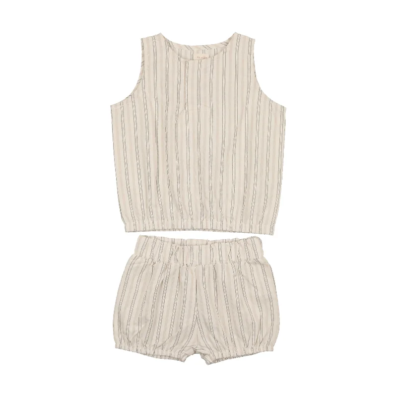 Analogie Linen Vest Set - Multi Stripe