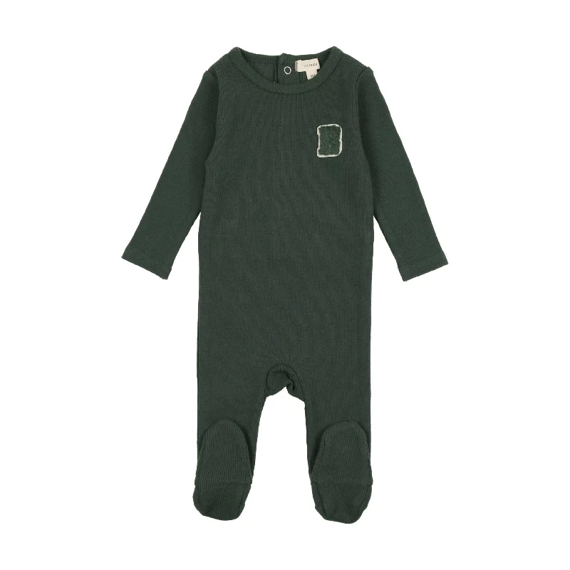 Lil Legs B Applique Footie - Green