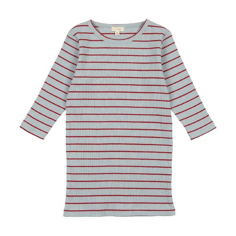 Lil Legs Big Girls Coordinating T-Shirt - Blue and Red Stripe