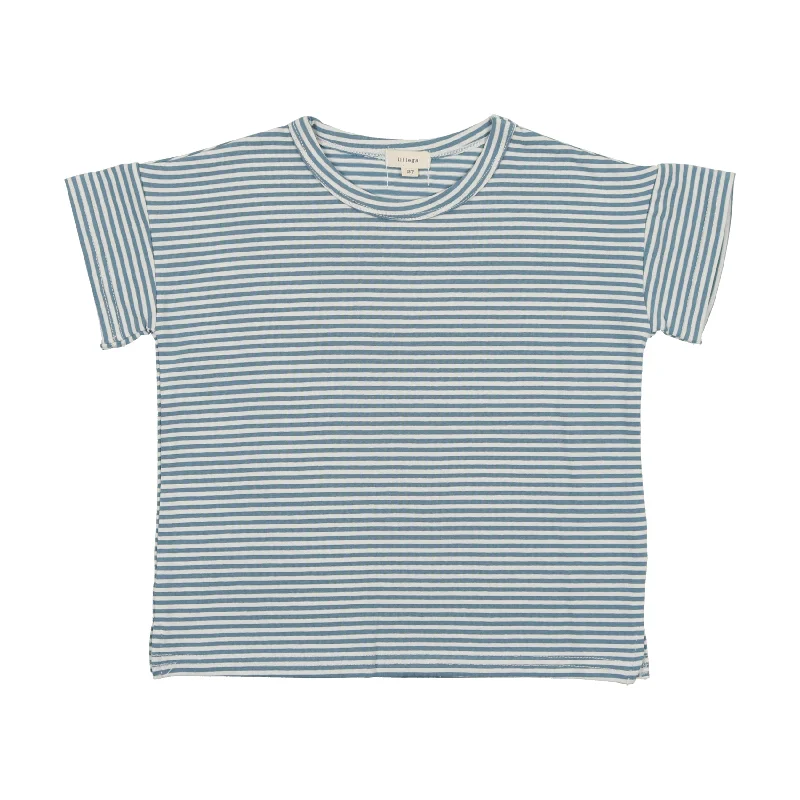 Lil Legs Boxy T-Shirt - Denim Blue Stripe