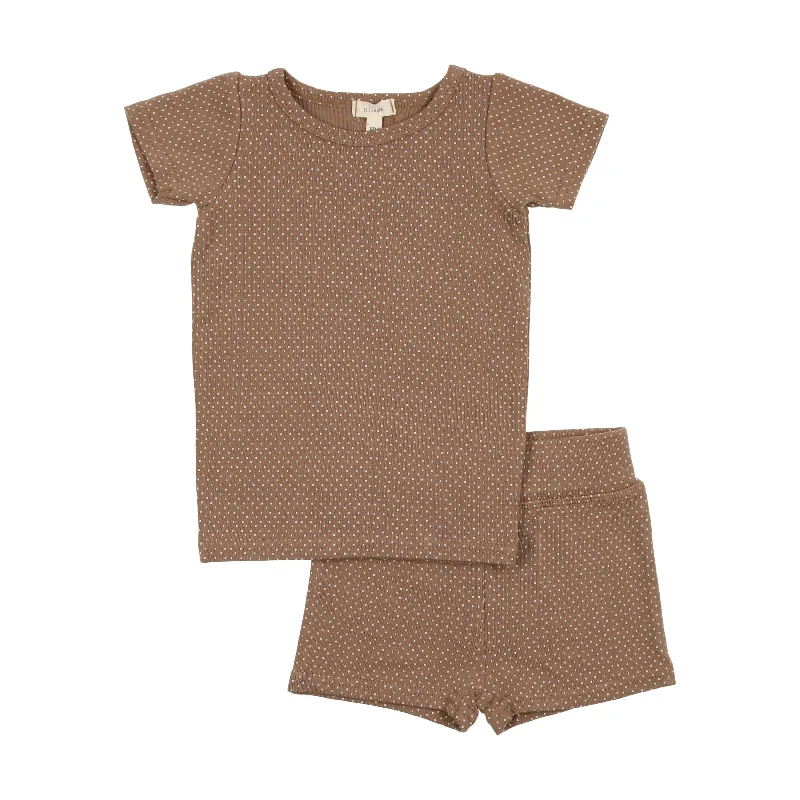 Lil Legs Dot Pajamas Set - Tan