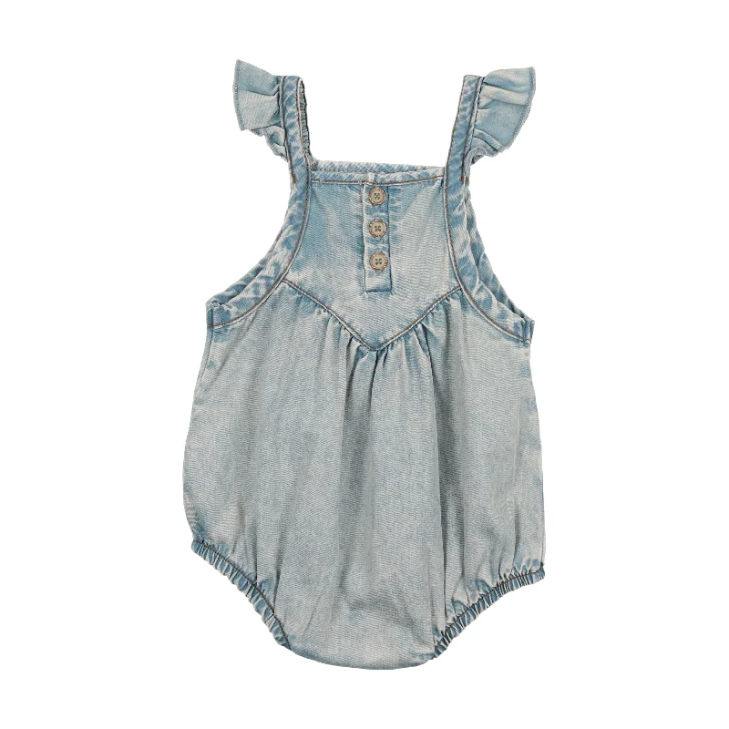 Lil Legs Girls Flutter Romper - Stone Wash