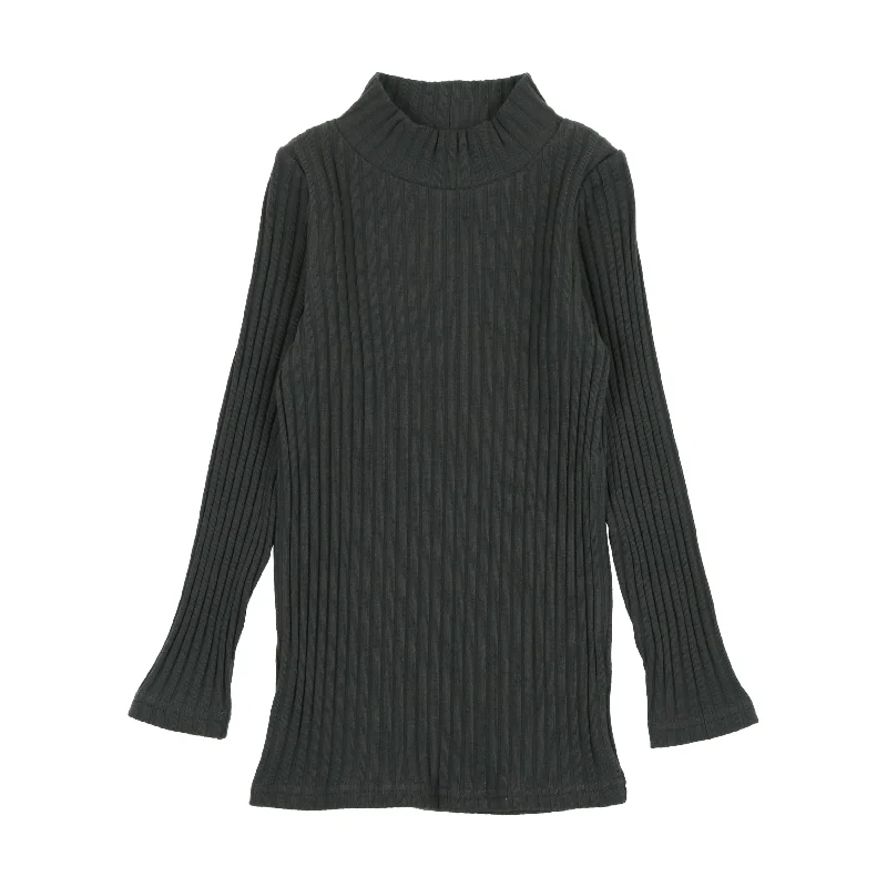 Lil Legs Ribbed Mock Neck - Midnight