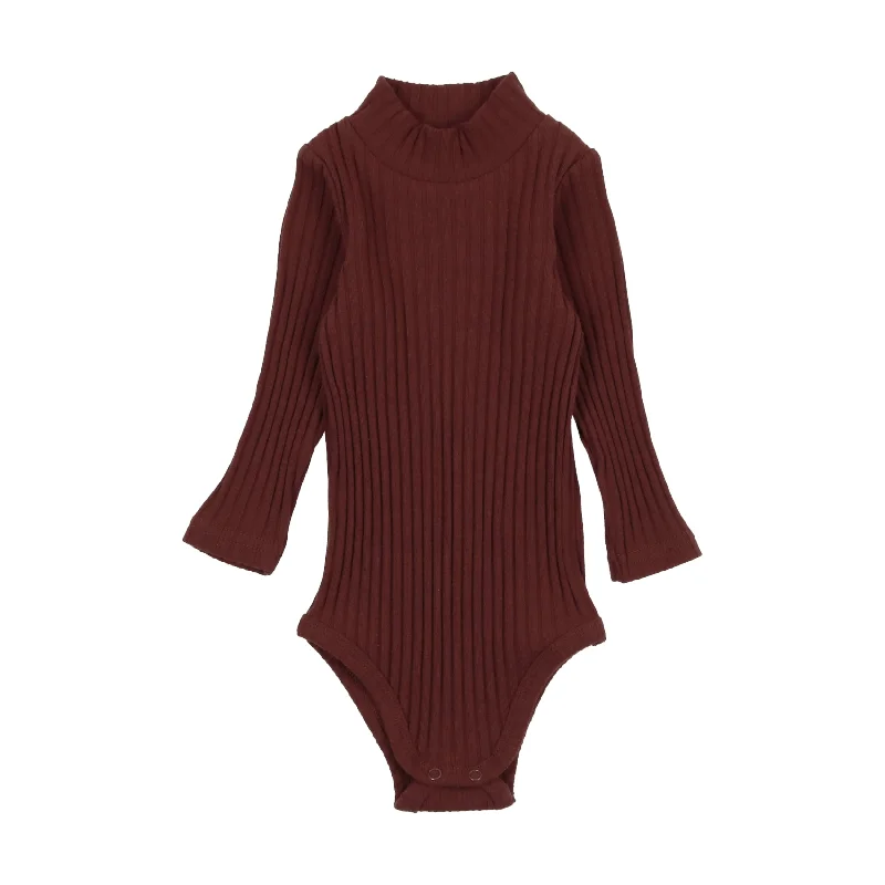 Lil Legs Ribbed Mockneck Onesie - Burgundy