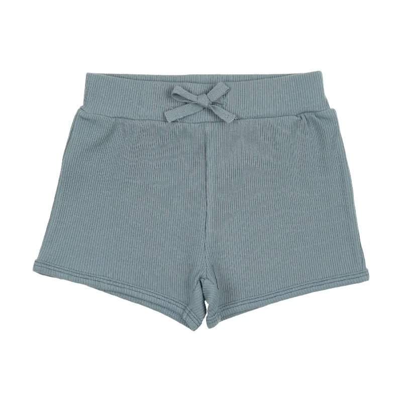 Lil Legs Ribbed Track Shorts - Ocean