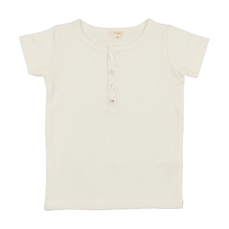 Lil Legs Short Sleeve Henley - White