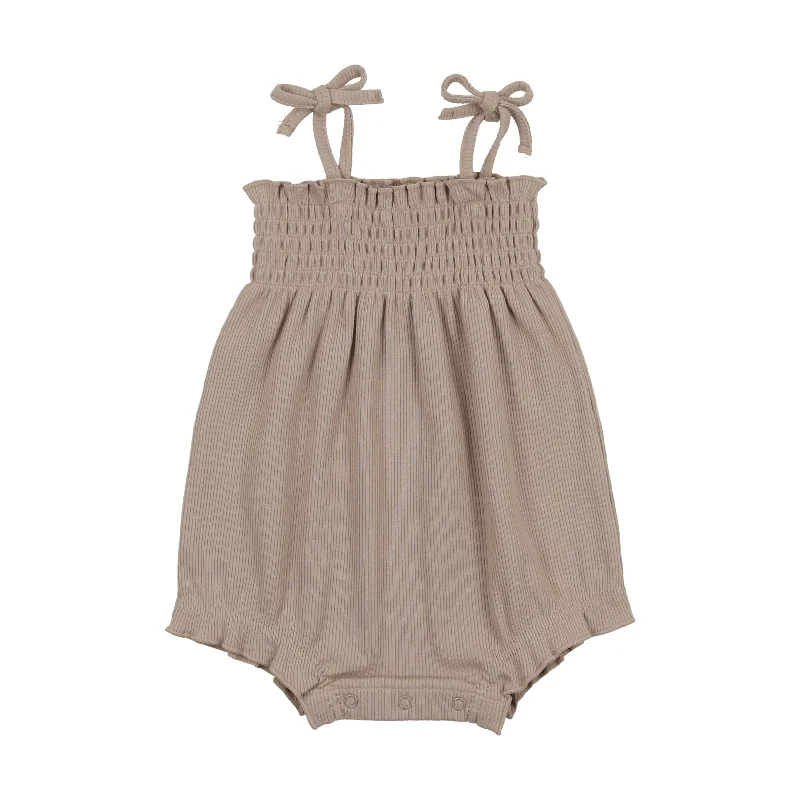 Lil Legs Smocked Romper - Taupe