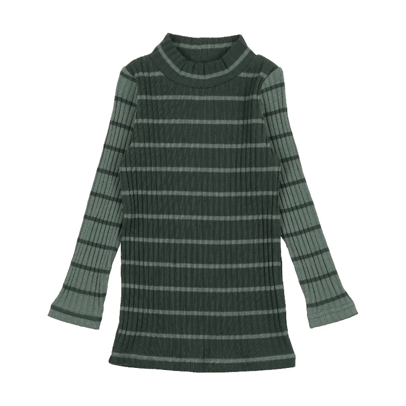 Lil Legs Stripe Mockneck - Green