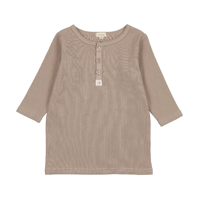 Lil Legs Three Quarter Sleeve Henley - Taupe