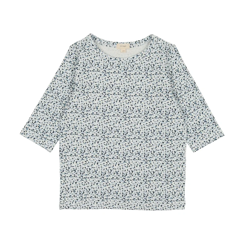 Lil Legs Three Quarter Sleeve T-Shirt - Blue Floral