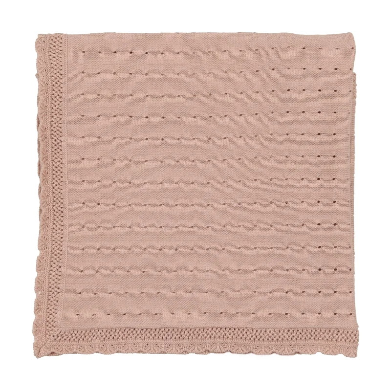 Lilette Dotted Open Knit Blanket - Pink