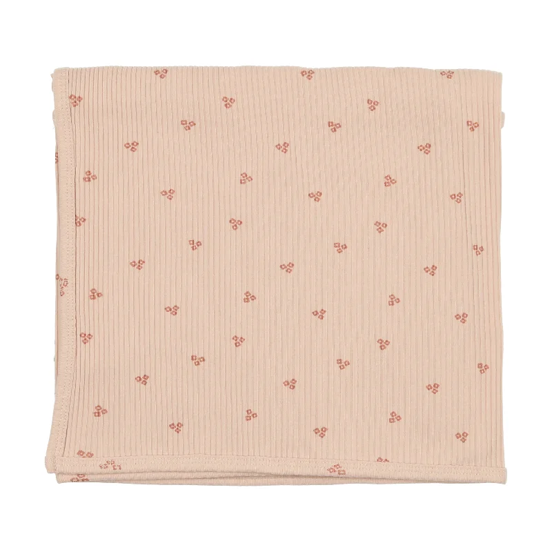 Lilette Flower Ribbed Blanket - Peach