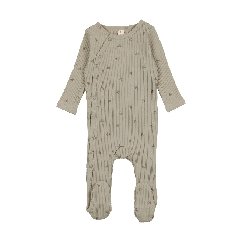 Lilette Flower Side Snap Footie - Sage