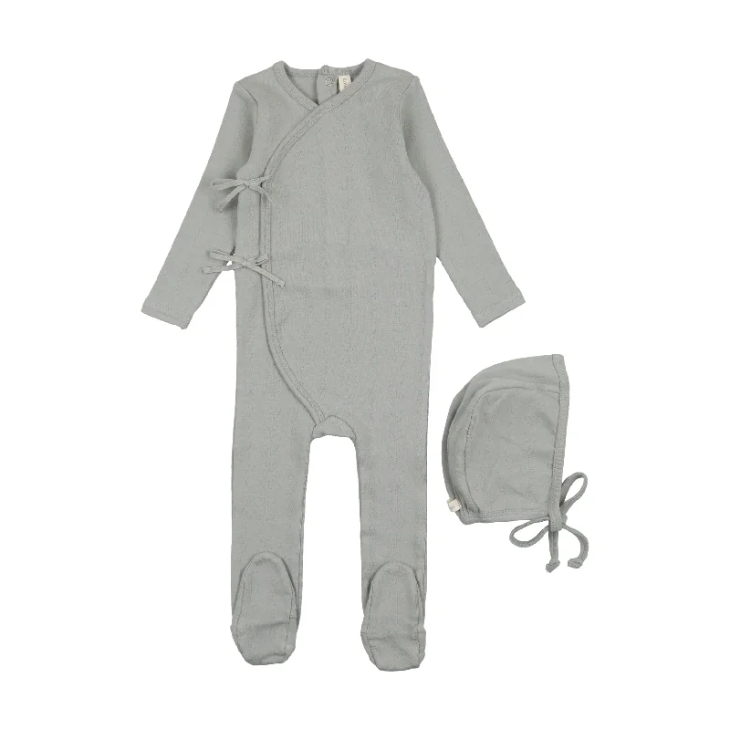 Lilette Vine Pointelle Footie Set - Blue