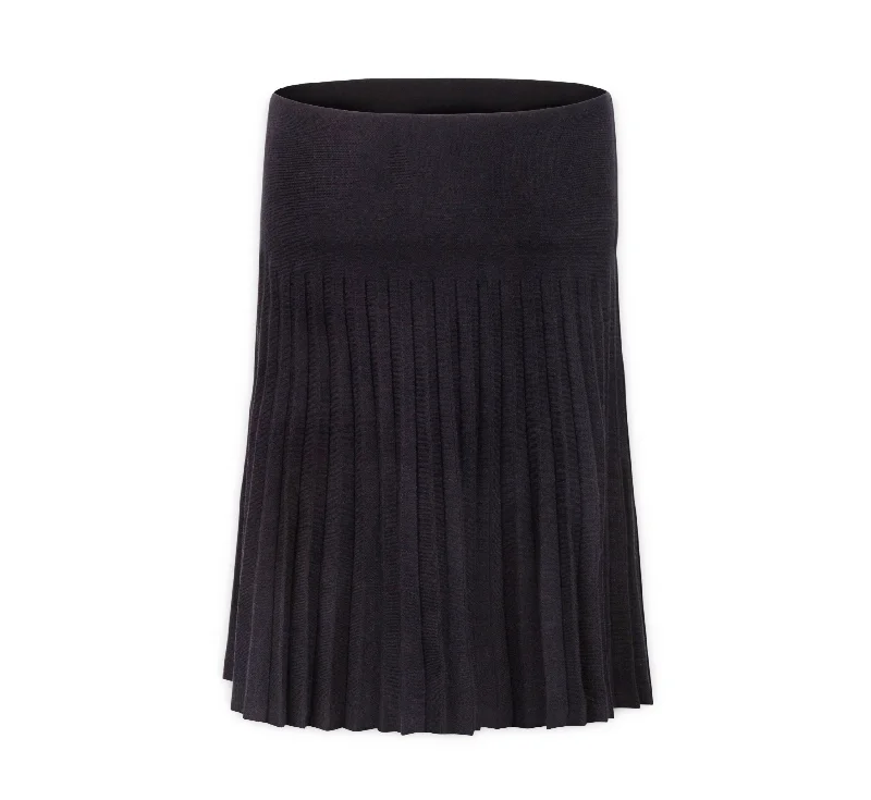 Mia Mod Ladies Year Round Pleated Skirt - Black