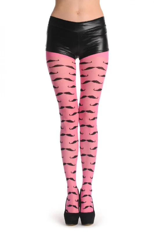 Pink With Black Woven Moustaches