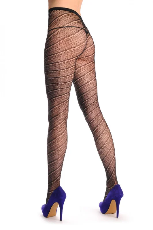 Semi Transparent & Black Diagonal Lines Fishnet